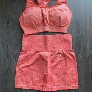 Gymshark vital seamless bra and shorts set in Red Mark
